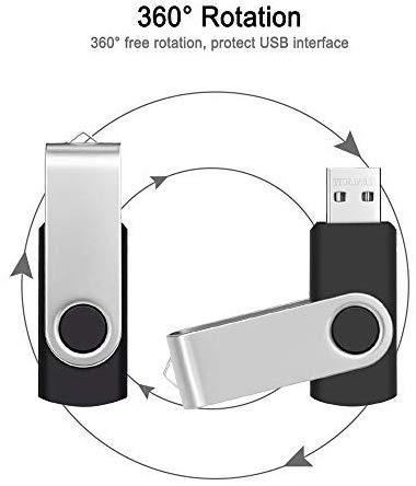 4GB USB Flash Drive Bulk 10 Pack Portable Zip Drives, Portable Thumb Drive 4 GB Swivel USB 2.0 Memory Stick Data Storage, Metal Pen Drive Flash Disk Multi Pack Jump Drives in Black by FEBNISCTE