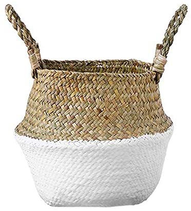 Glass - Blunt Enjoyee Natural Seagrass Woven Storage Pot Tote Belly Basket for Storage, Laundry, Picnic, Plant Pot Cover, and Beach Bag