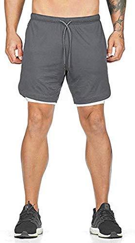 Malavita Men's Workout Running Shorts 2 in 1 with Zipper Pockets