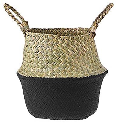 Glass - Blunt Enjoyee Natural Seagrass Woven Storage Pot Tote Belly Basket for Storage, Laundry, Picnic, Plant Pot Cover, and Beach Bag