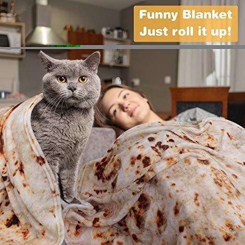 LetsFunny Burrito Tortilla Wrap Blanket, Burrito Wrap Novelty Blanket Tortilla Towel for Adults/Kids, Giant Round Beach Towel/Throw Blanket/Picnic Blanket (Yellow 6, 71.00)