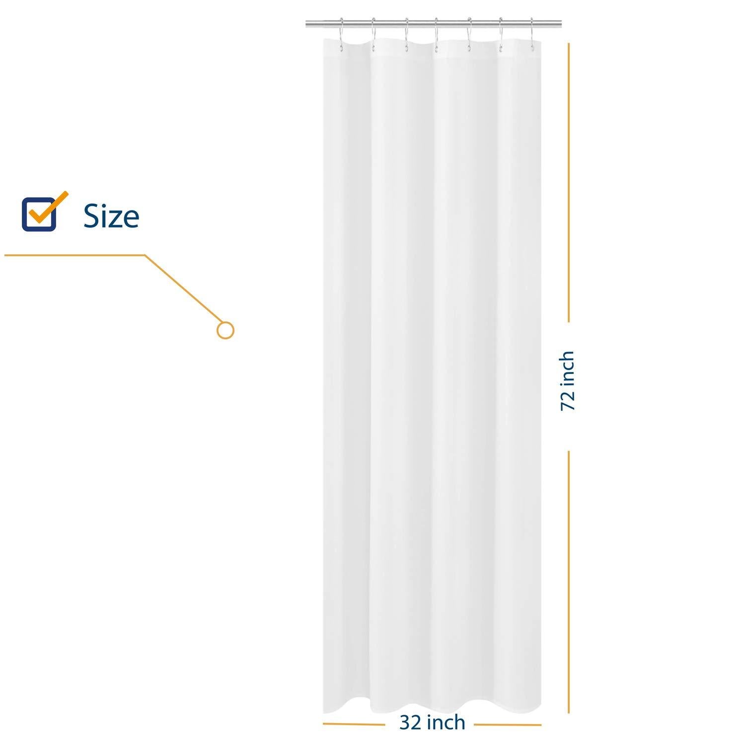 N&Y HOME Extra Long Shower Curtain Liner Fabric 72 x 96 inches, Hotel Quality, Washable, Water Repellent, White Spa Bathroom Curtains with Grommets, 72x96