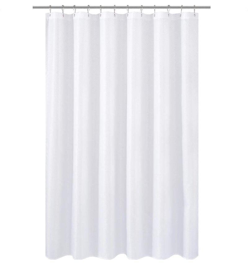 N&Y HOME Caregiver Attendant 36 inches Height Weighted Fabric Shower Curtain Machine Washable,Water Repellent Bathroom Curtains with Grommets, White, 48x36 inch