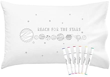 Oh, Susannah Donut Coloring Pillowcase Kit (1 Pillow Cover 20 by 30 Inches) with Permanent Fabric Markers Included Kindergarten Color Your Own Pillow Cover Doodle Pillowcase