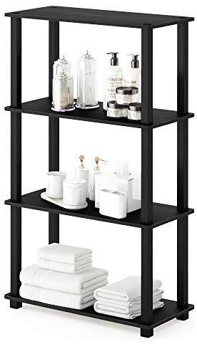 Furinno (99557BK/GY) Turn-N-Tube 4-Tier Multipurpose Shelf Display Rack - Black/Grey