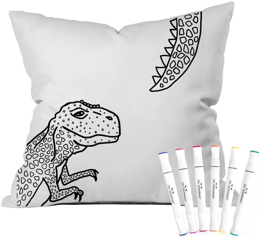 Oh, Susannah Donut Coloring Pillowcase Kit (1 Pillow Cover 20 by 30 Inches) with Permanent Fabric Markers Included Kindergarten Color Your Own Pillow Cover Doodle Pillowcase