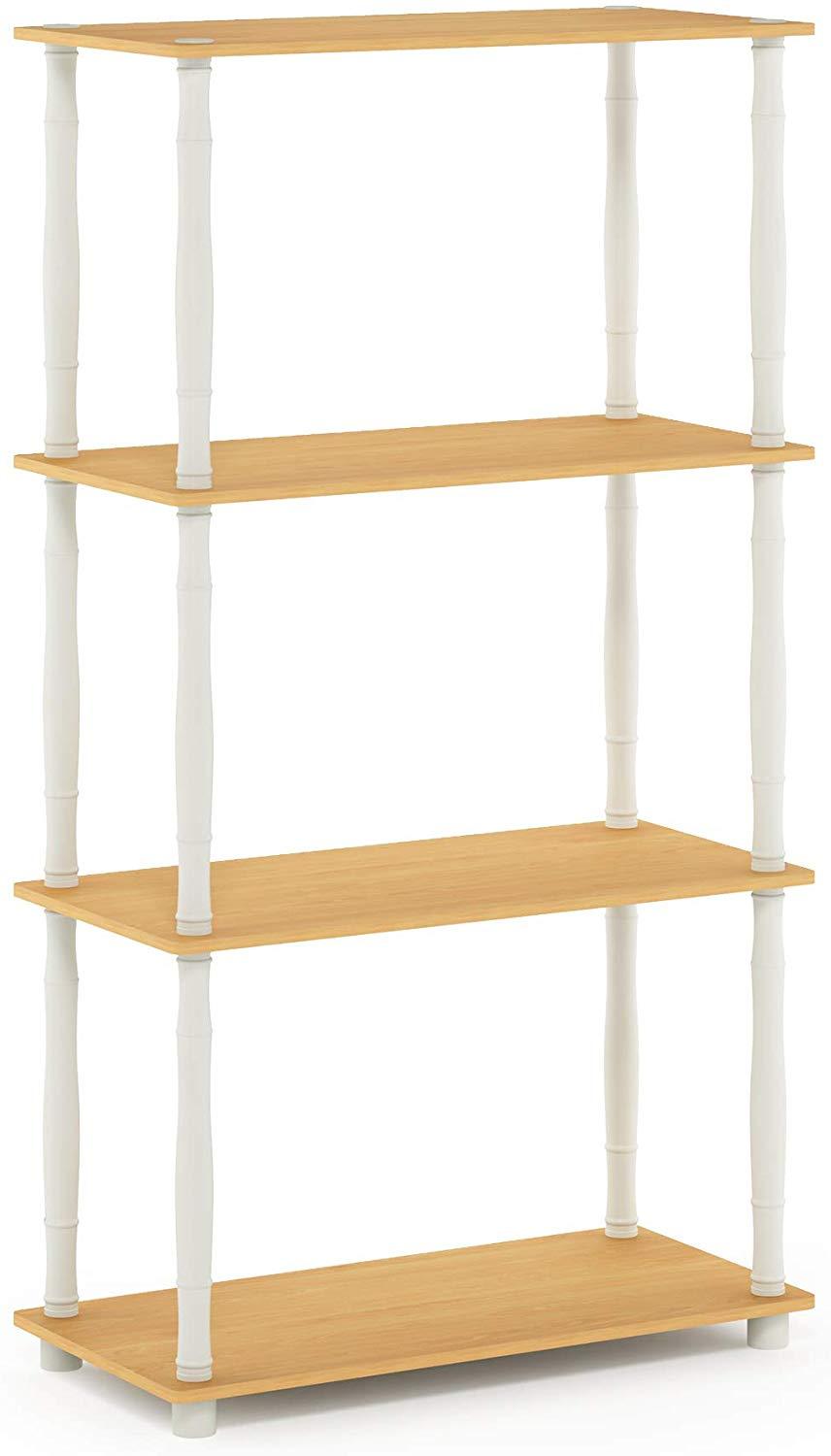 Furinno (99557BK/GY) Turn-N-Tube 4-Tier Multipurpose Shelf Display Rack - Black/Grey