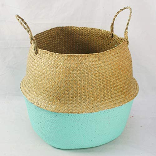 Glass - Blunt Enjoyee Natural Seagrass Woven Storage Pot Tote Belly Basket for Storage, Laundry, Picnic, Plant Pot Cover, and Beach Bag