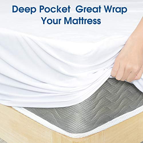 BYSURE King Mattress Pad Deep Pocket Liquids Resist, Dust Proof, Soft Terry Cotton Surface Fitted-Style 16"-18" 100% Waterproof Mattress Protector