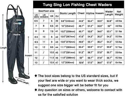Tung Hsing Lon Fishing Chest Waders for Men Women with Cleated