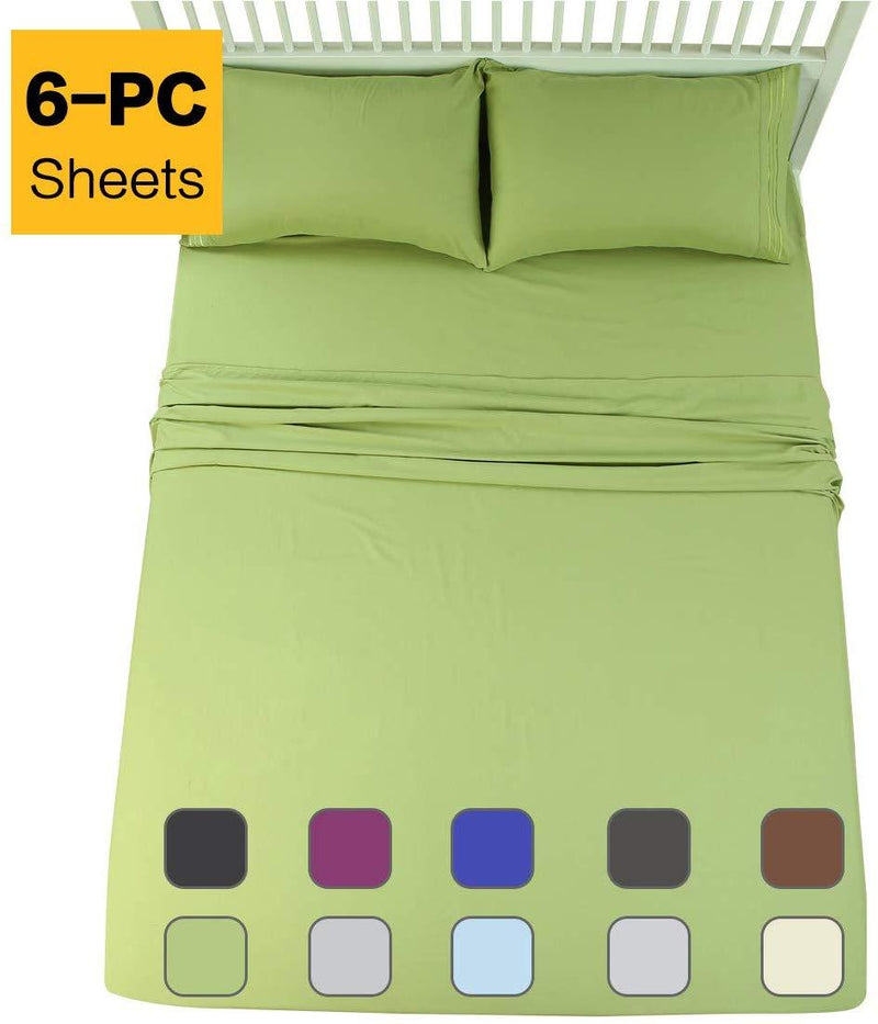 EMONIA Twin XL Sheets Set - 4 Pieces Bed Sheets-Microfiber Super Soft 1800 Series Deep Pocket Fitted Sheets-Wrinkle and Fade Resistant (Green, Twin XL)