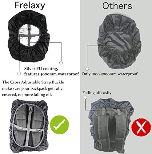Frelaxy Waterproof Backpack Rain Cover for (15-90L), 2025 Upgraded Triple Waterproofing, Antislip Cross Buckle Strap, Ultralight Compact Portable, for Hiking, Camping, Biking, Outdoor, Traveling