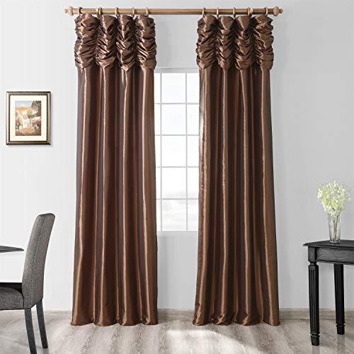 Half Price Drapes PTCH-112-108-RU Ruched Faux Silk Taffeta Curtain, Platinum