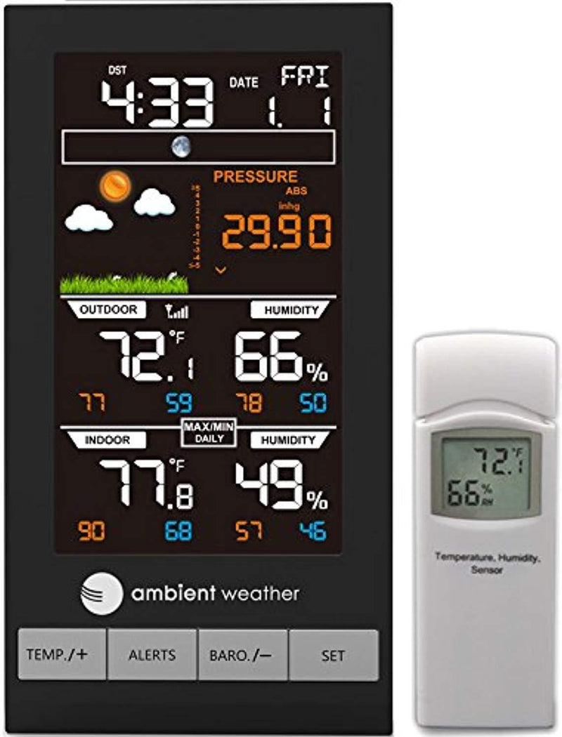 Ambient Weather WS-2800 Advanced Wireless Color Forecast Station with Temperature, Humidity and Barometer