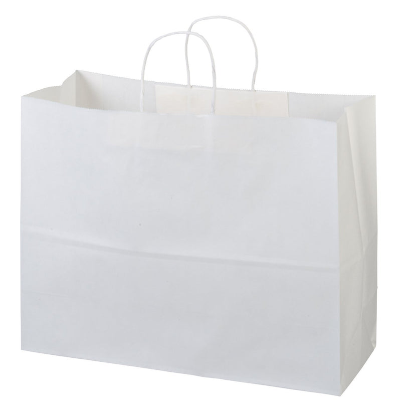 16"x6"x12" - 50 Pcs - Bagsource White Kraft Paper Bags, Shopping, Mechandise, Party, Gift Bags