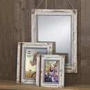 PRINZ Rustic River Mirror with Wood Border in Distressed White Finish