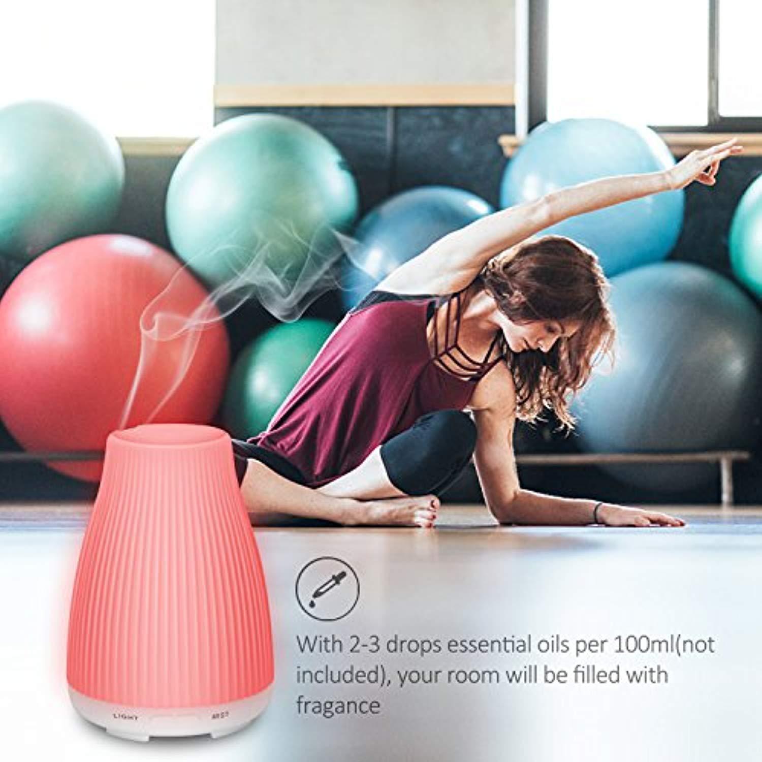 ZOOKKI Essential Oil Diffuser, 2-Pack Aroma Diffuser Cool Mist Humidifier with 8 Color LED Lights Changing, Adjustable Mist Mode and Waterless Auto Shut-off for Home Office Baby
