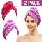 Hair Drying Towel Microfiber Turban - 2 Pack Bath Shower Head Towel Wrap with Buttons, Quick Magic Dryer, Dry Hair Hat, Wrapped Bath Cap