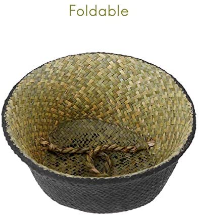 Glass - Blunt Enjoyee Natural Seagrass Woven Storage Pot Tote Belly Basket for Storage, Laundry, Picnic, Plant Pot Cover, and Beach Bag