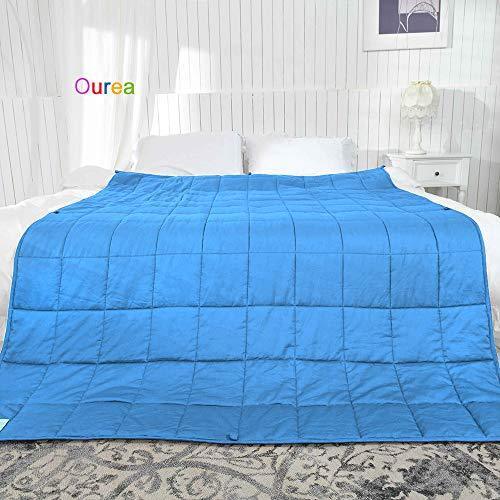 Ourea 10 lbs Cooling Weighted Blanket | 48” × 78” | Twin Size | Grey | Evenly Distributed Weight | Perfect Size for Kids Youth Adults