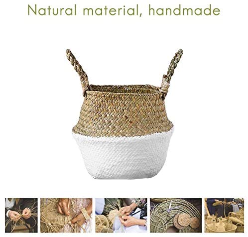 Glass - Blunt Enjoyee Natural Seagrass Woven Storage Pot Tote Belly Basket for Storage, Laundry, Picnic, Plant Pot Cover, and Beach Bag