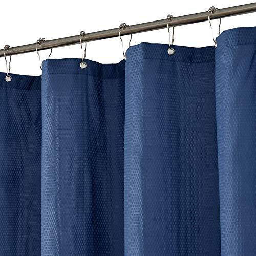 Mrs Awesome Embossed Microfiber Fabric Stall Shower Curtain Liner 54 x 72 inch, Washable and Water Repellent, White