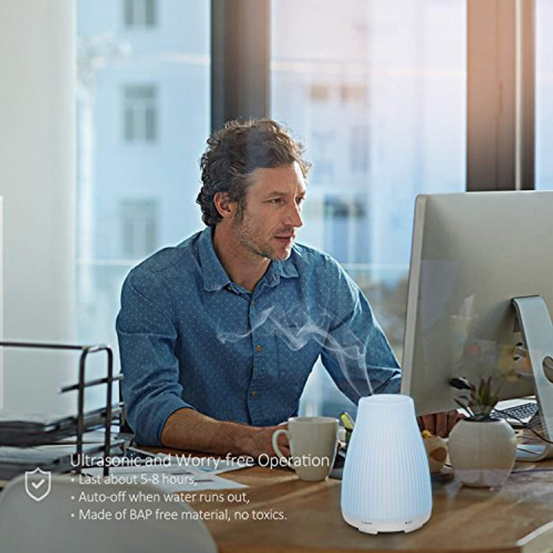 ZOOKKI Essential Oil Diffuser, 2-Pack Aroma Diffuser Cool Mist Humidifier with 8 Color LED Lights Changing, Adjustable Mist Mode and Waterless Auto Shut-off for Home Office Baby