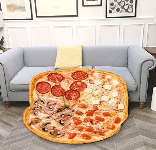 LetsFunny Pizza Blanket Adult Burritos Tortilla Throws Kids Flannel Sofa Couch Realistic Food Throw Blankets Teens Soft Comfort Sleeping Wrap Round Camping Travel Beach Taco Towel - 60 inches, Pizza 7