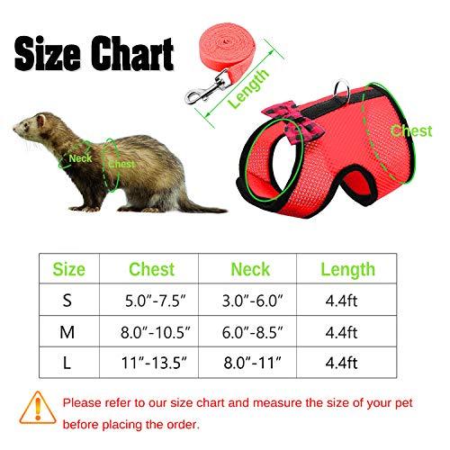 RYPET Small Animal Harness and Leash - Soft Mesh Small Pet Harness with Safe Bell, No Pull Comfort Padded Vest for Small Pet