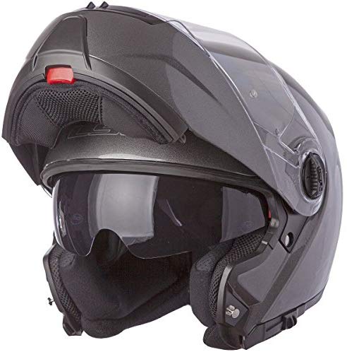 LS2 Helmets Strobe Solid Modular Motorcycle Helmet with Sunshield (Gunmetal, XX-Large)