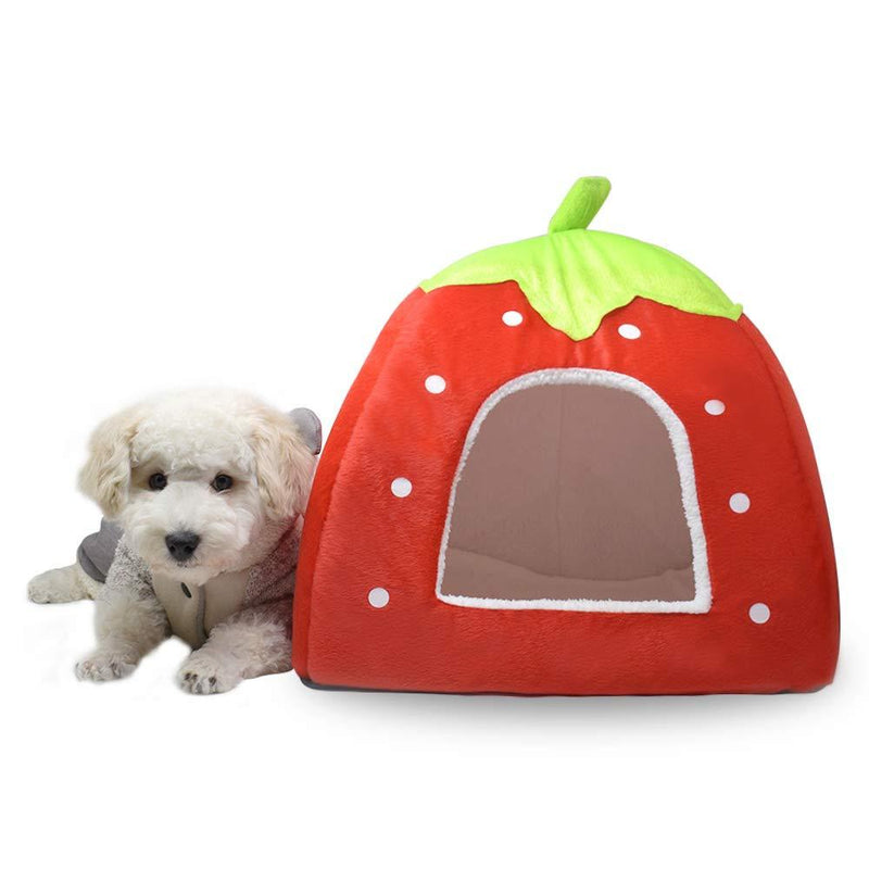 Spring Fever Small Big Animal Strawberry Guinea Pigs Rabbit Dog Cat Puppy Pet Fleece House Indoor Water Resistant Beds