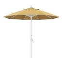 California Umbrella 9' Round Aluminum Market Umbrella, Crank Lift, Collar Tilt, White Pole, Sunbrella Pacific Blue