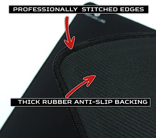 GGLTECK Large Extended Gaming Mouse Pad Mat XXL, Stitched Edges, Waterproof, Ultra Thick 5mm, Wide & Long Mousepad 36”x12”x.20" Red
