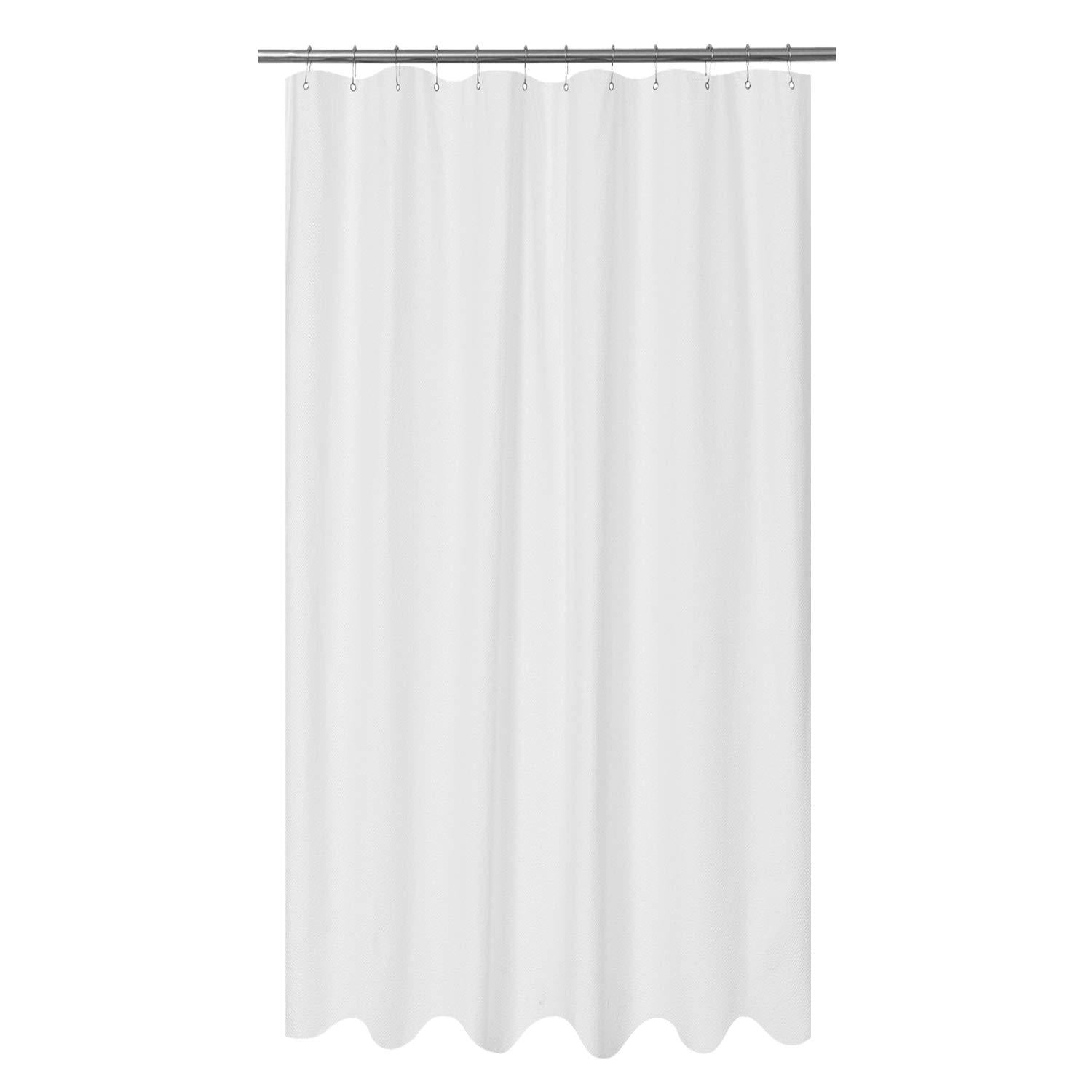 Mrs Awesome Embossed Microfiber Fabric Stall Shower Curtain Liner 54 x 72 inch, Washable and Water Repellent, White