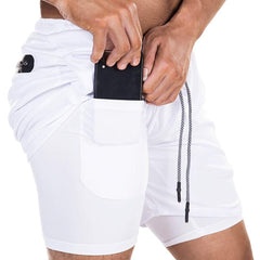 EVERWORTH Men's 2-in-1 Bodybuilding Workout Shorts Lightweight Gym Training Short Running Athletic Jogger with Zipper Pockets