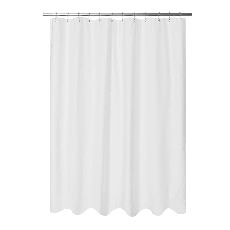 Mrs Awesome Embossed Microfiber Fabric Stall Shower Curtain Liner 54 x 72 inch, Washable and Water Repellent, White