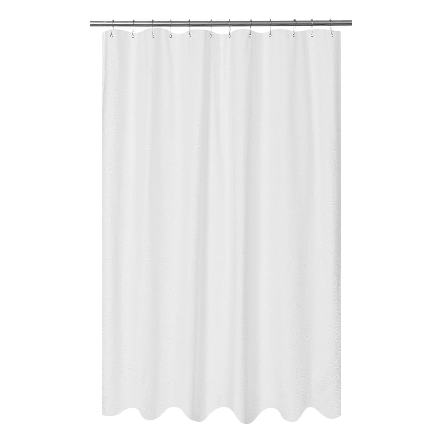 Mrs Awesome Embossed Microfiber Fabric Stall Shower Curtain Liner 54 x 72 inch, Washable and Water Repellent, White