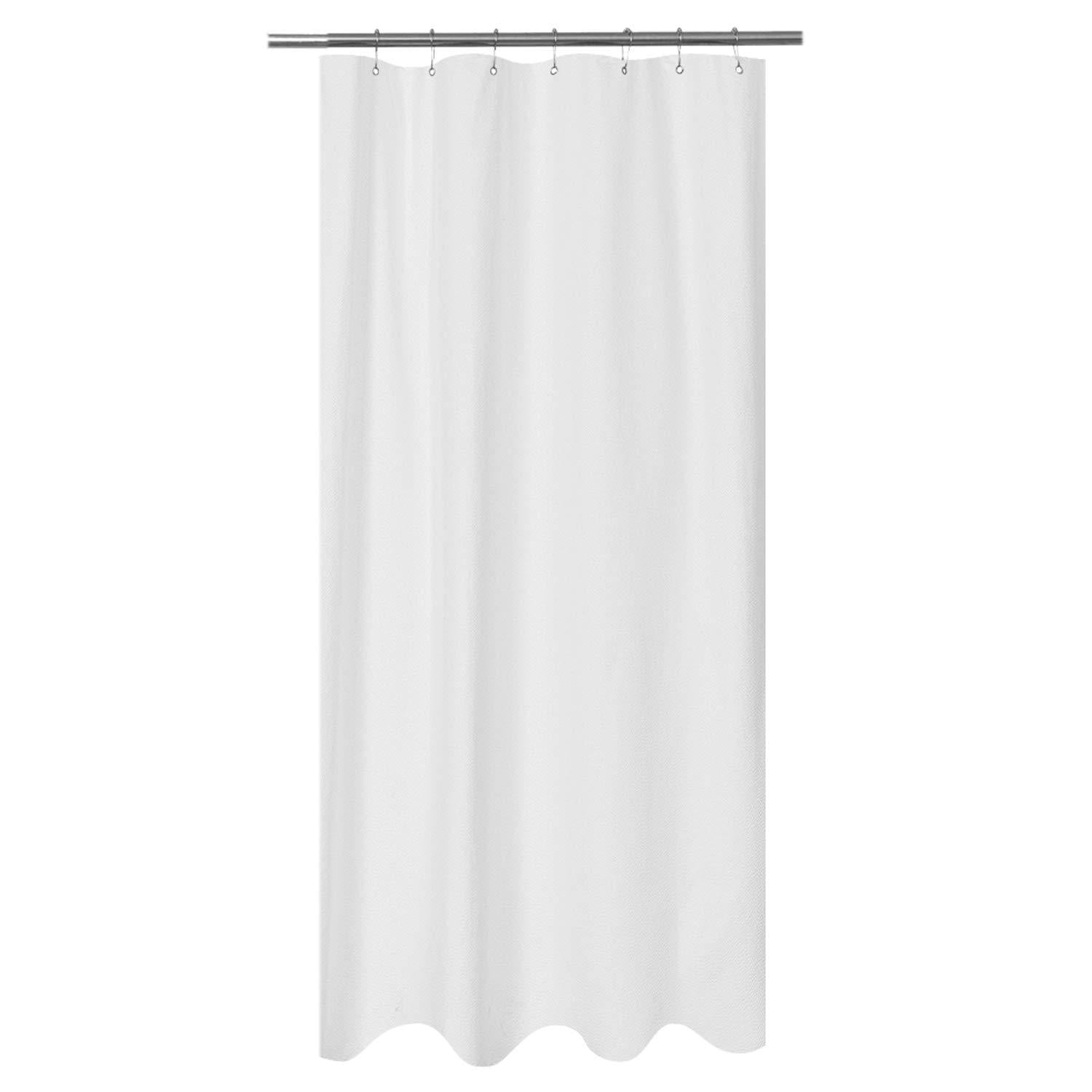 Mrs Awesome Embossed Microfiber Fabric Stall Shower Curtain Liner 54 x 72 inch, Washable and Water Repellent, White