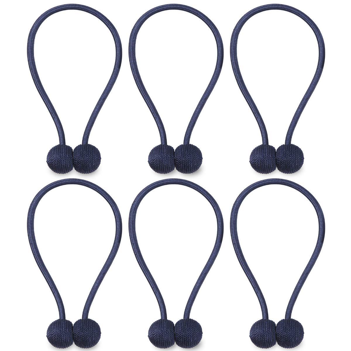 NZQXJXZ Curtain Tiebacks Magnetic, Drape Holders Holdbacks Decorative Weave Rope Clips Window Sheer Blackout Panels Home Office, Chocolate (Pack of 6)