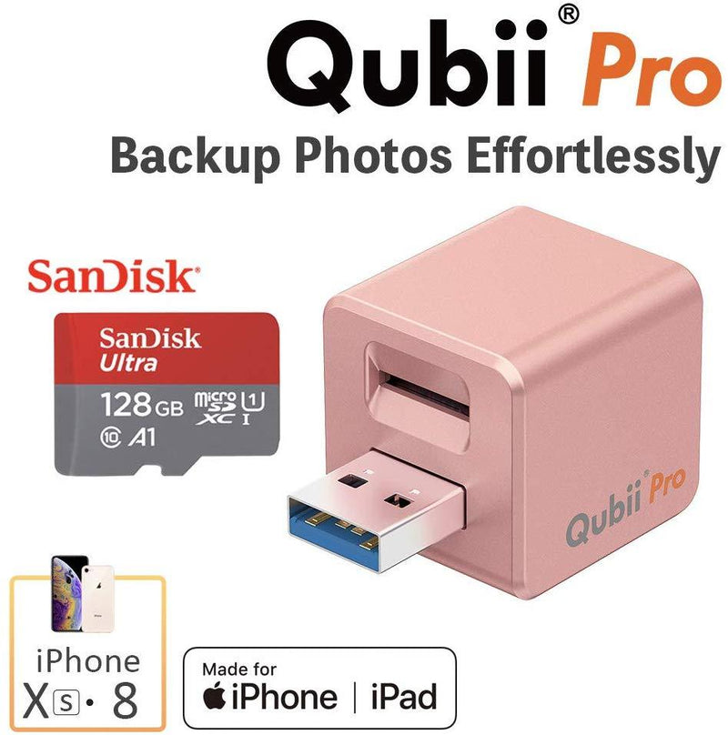 Flash Drive for iPhone, Qubii Pro Auto Backup Photos & Videos, Photo Stick for iPhone, Photo Storage Device for iPhone & iPad【microSD Card Not Included】- Space Gray