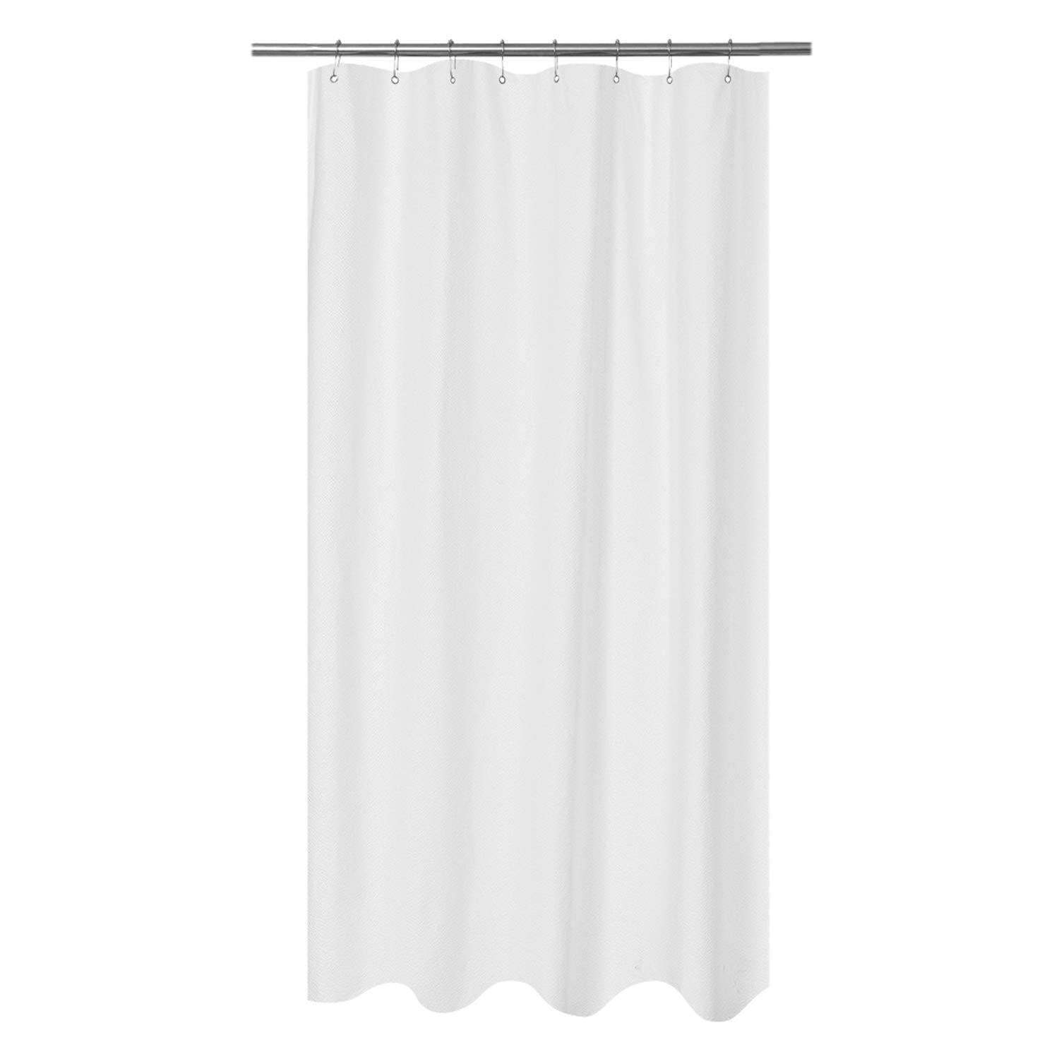 Mrs Awesome Embossed Microfiber Fabric Stall Shower Curtain Liner 54 x 72 inch, Washable and Water Repellent, White