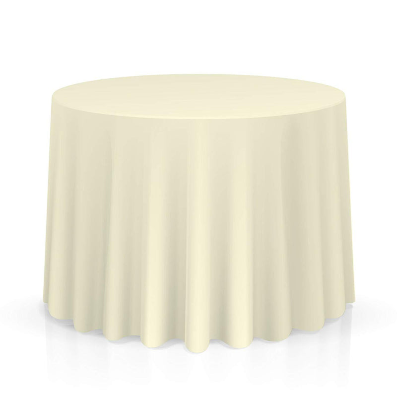 Lann's Linens - 120" Round Premium Tablecloth for Wedding/Banquet/Restaurant - Polyester Fabric Table Cloth - White