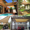 10' x 13' Sun Shade Sails Canopy Rectangle Sand, 185GSM Shade Sail UV Block for Patio Garden Outdoor Facility and Activities