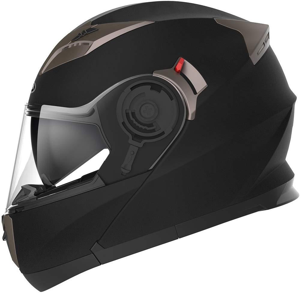 YEMA Helmet Unisex-Adult Motorcycle Racing Modular DOT Street Helmet (White, S)