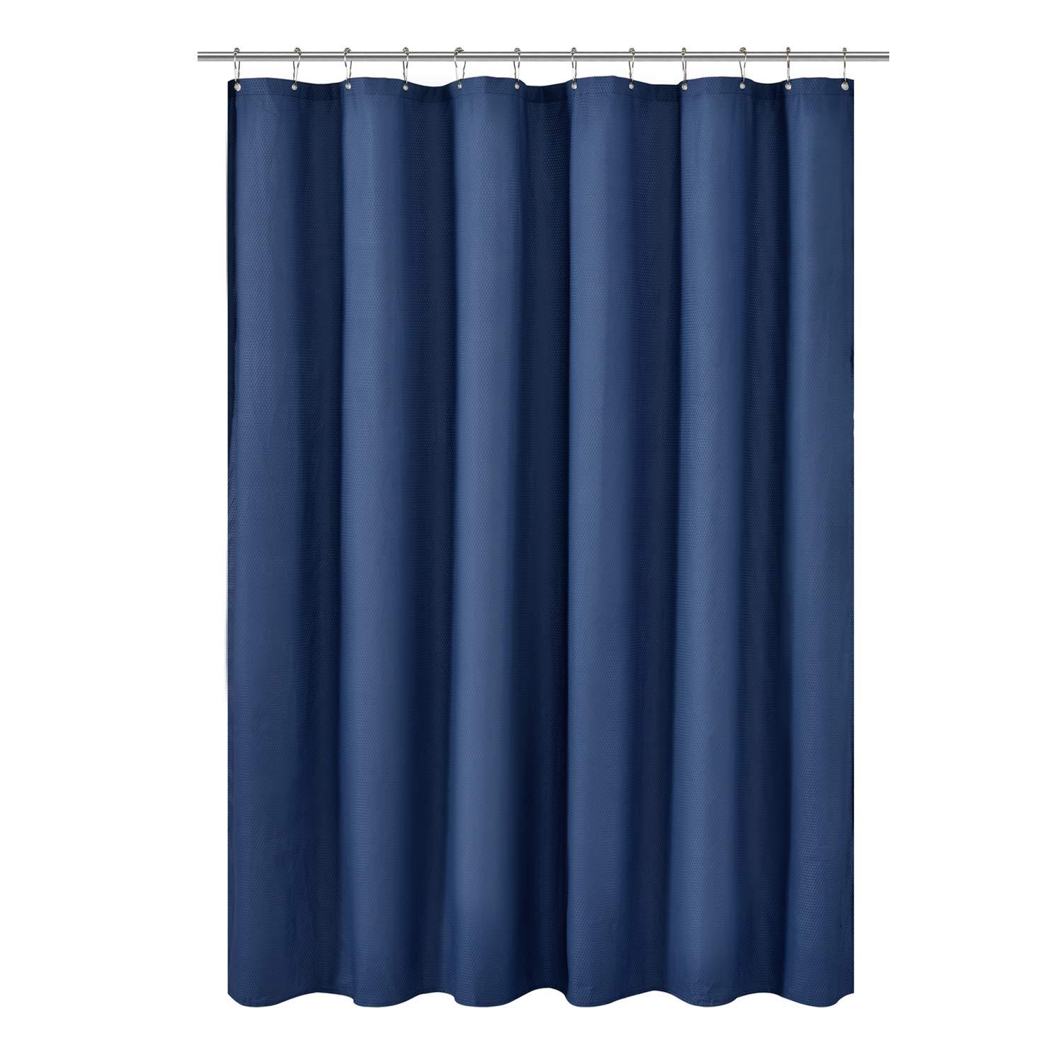 Mrs Awesome Embossed Microfiber Fabric Stall Shower Curtain Liner 54 x 72 inch, Washable and Water Repellent, White