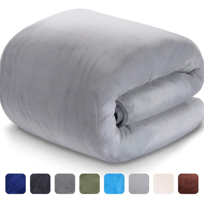 LEISURE TOWN Soft Blanket Queen Size All Season Fleece Blankets Lightweight Warm, Luxury Cozy Plush Throw Blanket for Sofa Bed Couch, 90 by 90 Inches, Dark Grey