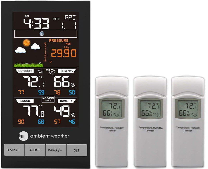 Ambient Weather WS-2800 Advanced Wireless Color Forecast Station with Temperature, Humidity and Barometer