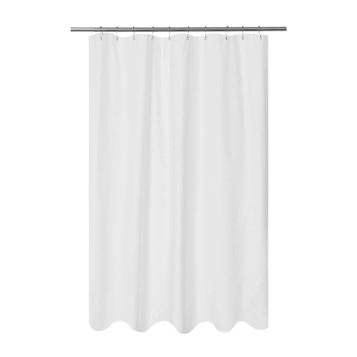 Mrs Awesome Embossed Microfiber Fabric Stall Shower Curtain Liner 54 x 72 inch, Washable and Water Repellent, White