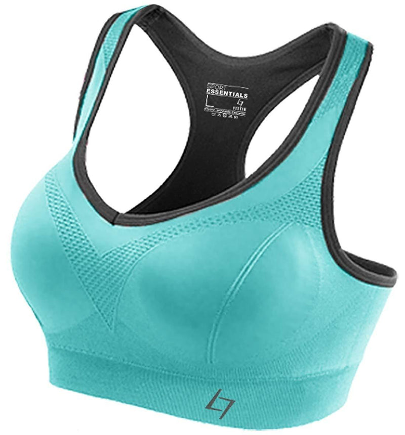 FITTIN Racerback Sports Bras - Padded Seamless Med Impact Support for Yoga Gym Workout Fitness