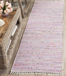 PAGISOFE Rag Rug Collection RAR125E Hand Woven Light Pink and Multi Cotton Area Rug (5' x 7')